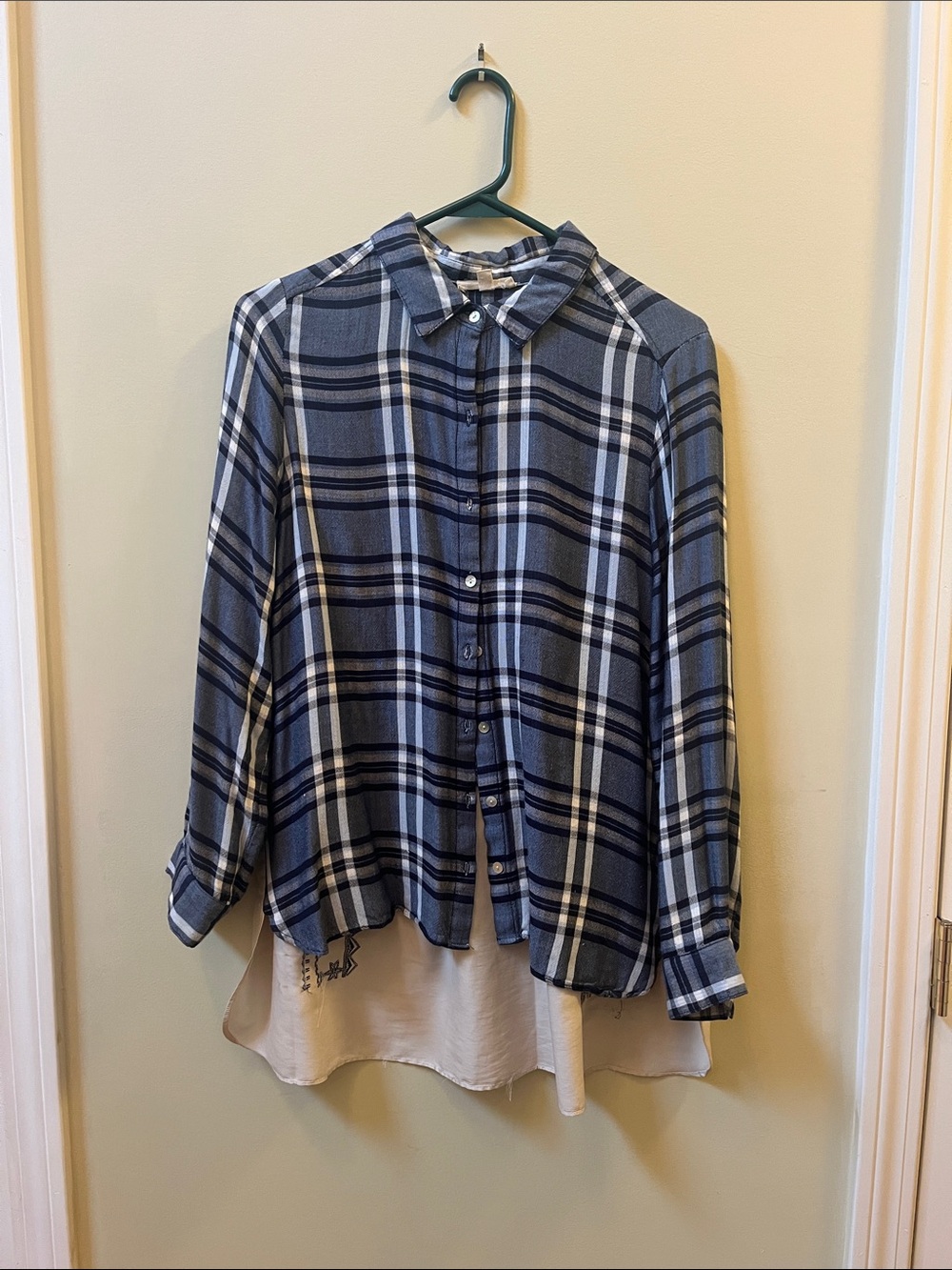 👽 Jane & Delancey Grey & White Design Plaid Shirt 👽